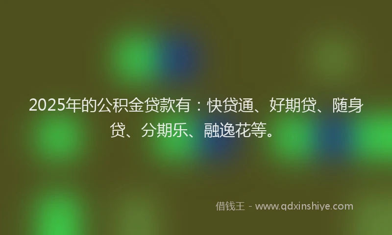 2025年的公积金贷款有：快贷通、好期贷、随身贷、分期乐、融逸花等。