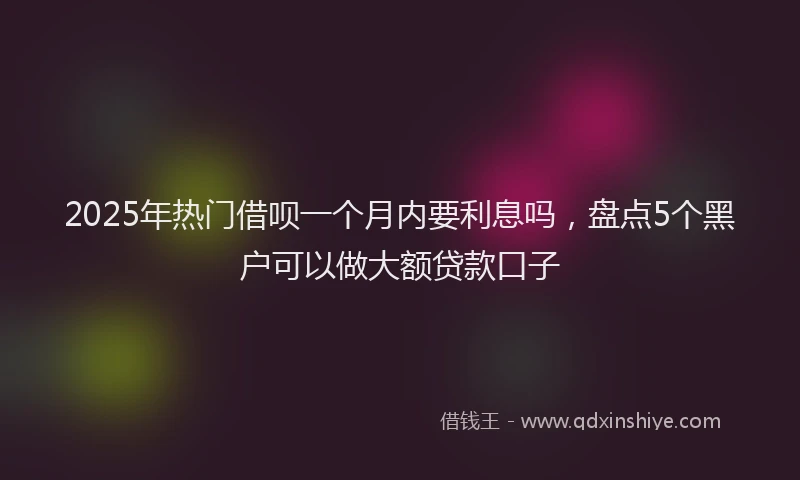 2025年热门借呗一个月内要利息吗，盘点5个黑户可以做大额贷款口子
