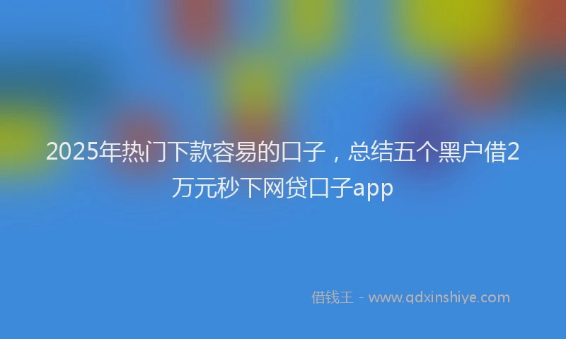 2025年热门下款容易的口子，总结五个黑户借2万元秒下网贷口子app