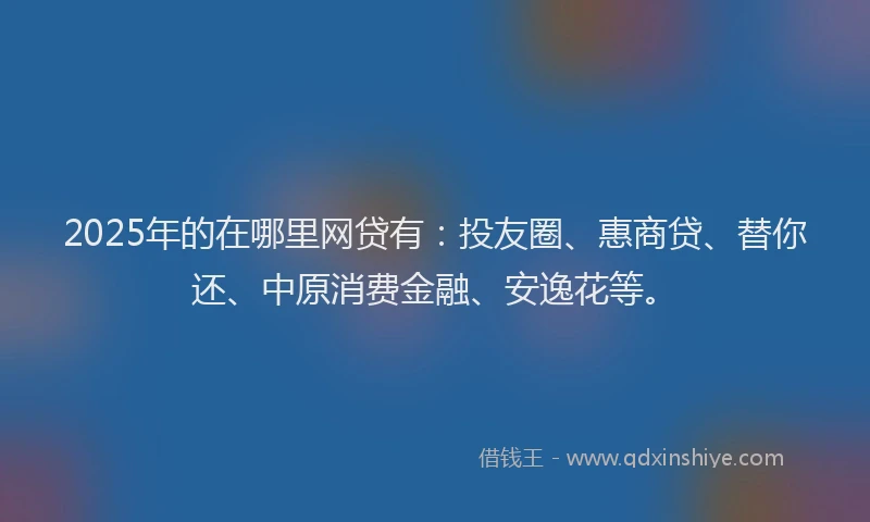 2025年的在哪里网贷有：投友圈、惠商贷、替你还、中原消费金融、安逸花等。