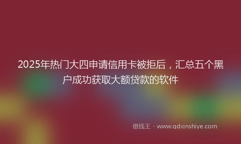 2025年热门大四申请信用卡被拒后，汇总五个黑户成功获取大额贷款的软件