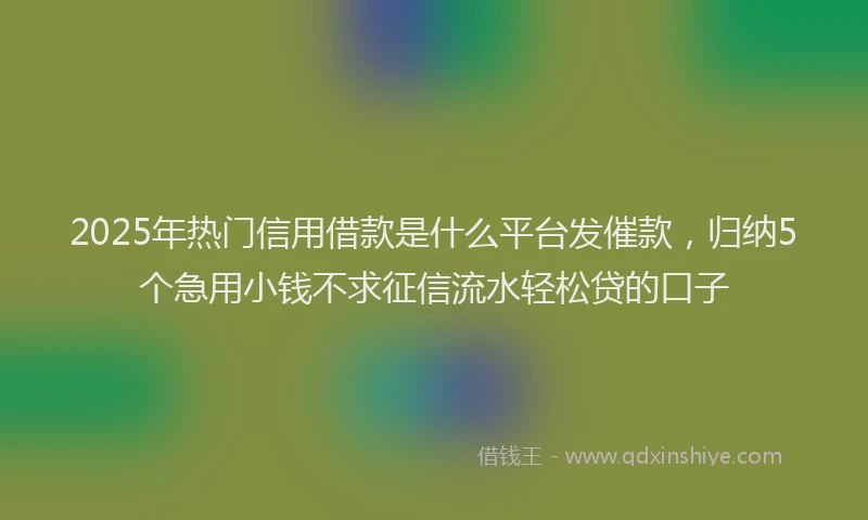 2025年热门信用借款是什么平台发催款，归纳5个急用小钱不求征信流水轻松贷的口子