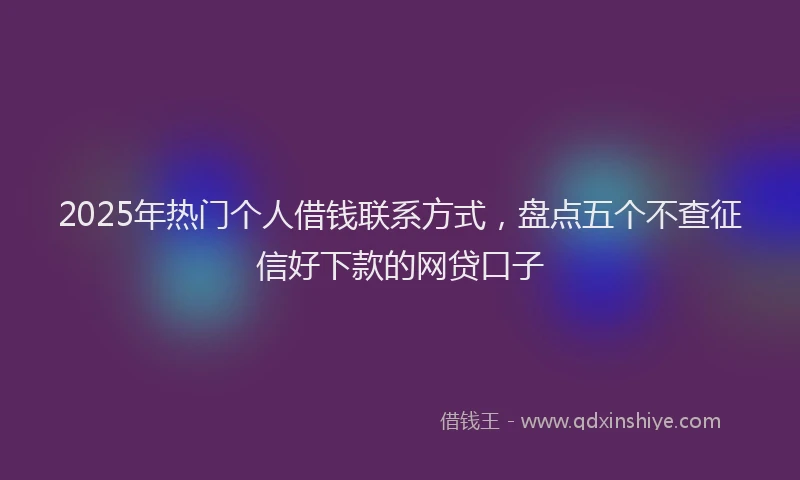 2025年热门个人借钱联系方式，盘点五个不查征信好下款的网贷口子
