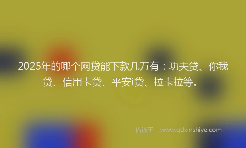 2025年的哪个网贷能下款几万有：功夫贷、你我贷、信用卡贷、平安i贷、拉卡拉等。