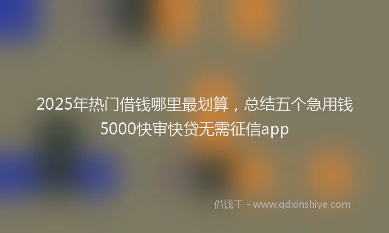 2025年热门借钱哪里最划算，总结五个急用钱5000快审快贷无需征信app