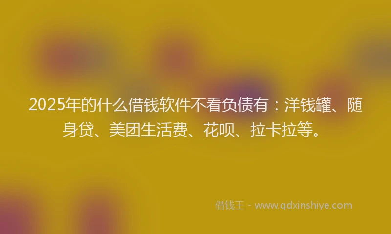 2025年的什么借钱软件不看负债有：洋钱罐、随身贷、美团生活费、花呗、拉卡拉等。