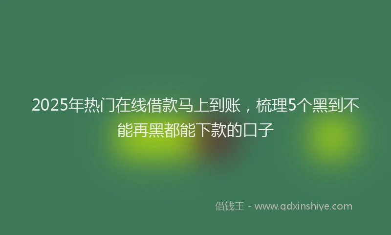 2025年热门在线借款马上到账，梳理5个黑到不能再黑都能下款的口子