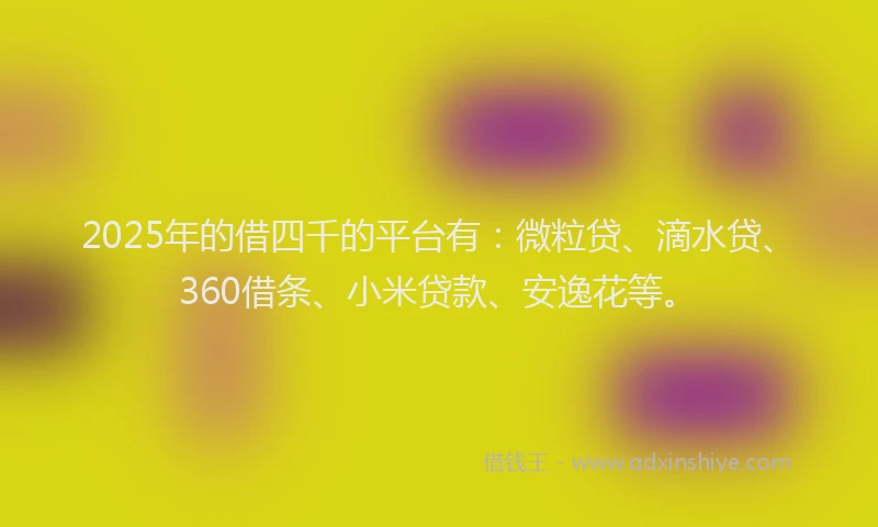 2025年的借四千的平台有：微粒贷、滴水贷、360借条、小米贷款、安逸花等。