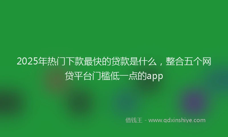 2025年热门下款最快的贷款是什么，整合五个网贷平台门槛低一点的app