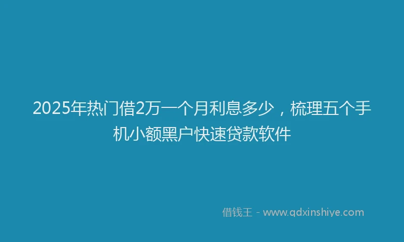 2025年热门借2万一个月利息多少，梳理五个手机小额黑户快速贷款软件