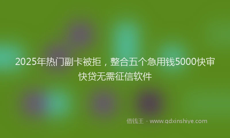 2025年热门副卡被拒，整合五个急用钱5000快审快贷无需征信软件