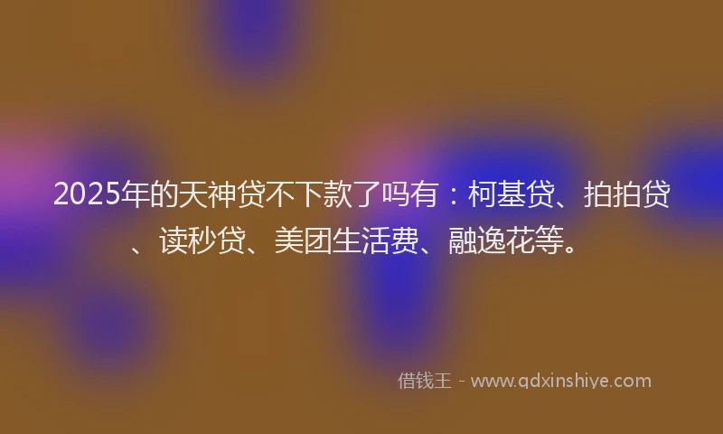 2025年的天神贷不下款了吗有：柯基贷、拍拍贷、读秒贷、美团生活费、融逸花等。