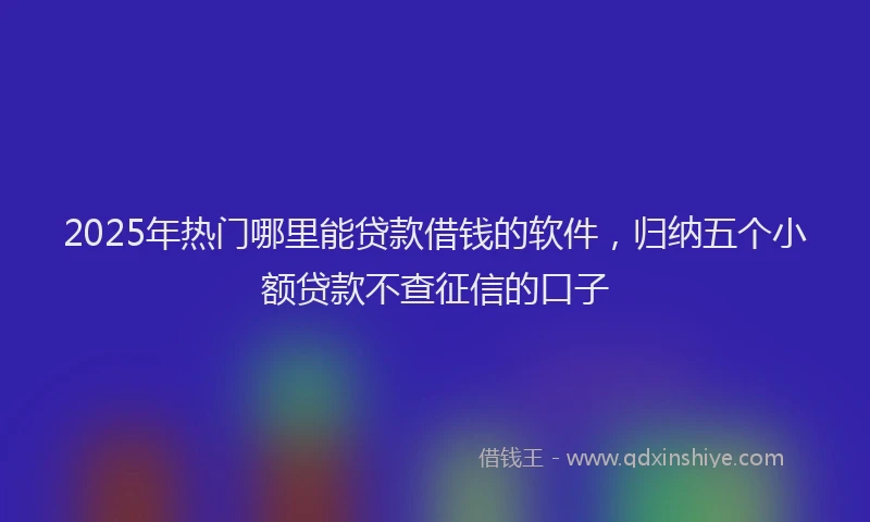 2025年热门哪里能贷款借钱的软件，归纳五个小额贷款不查征信的口子