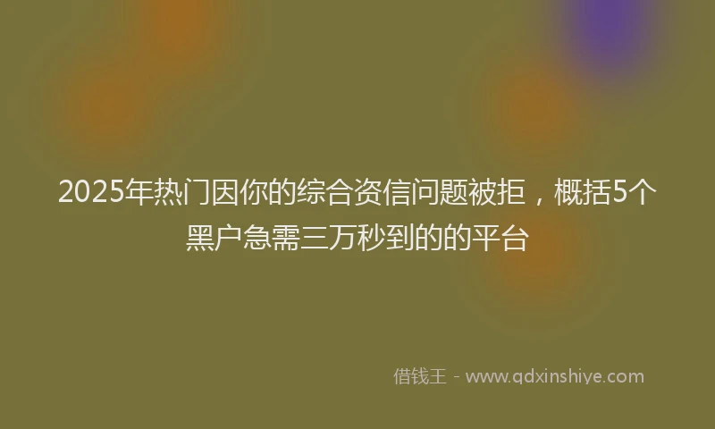 2025年热门因你的综合资信问题被拒，概括5个黑户急需三万秒到的的平台