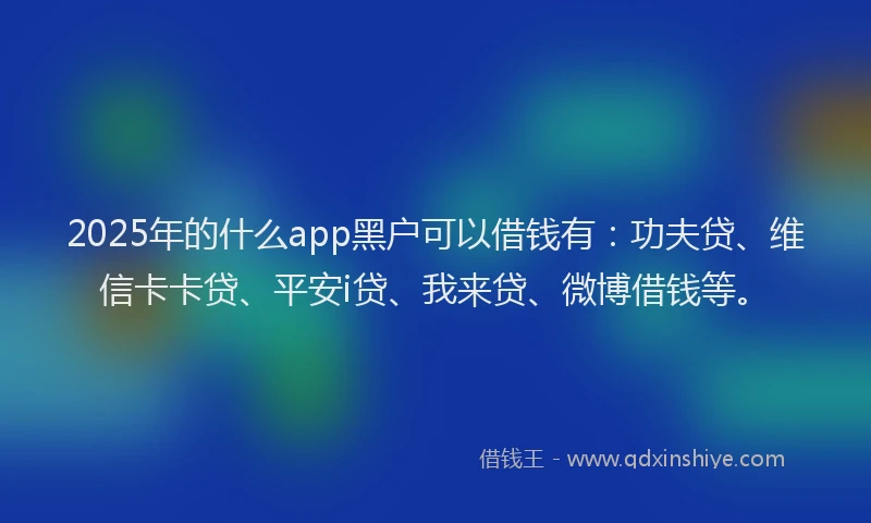 2025年的什么app黑户可以借钱有：功夫贷、维信卡卡贷、平安i贷、我来贷、微博借钱等。