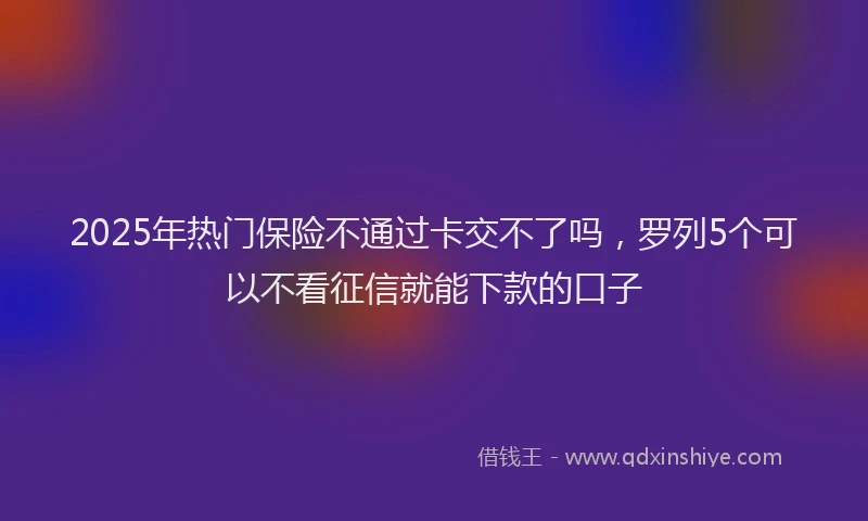 2025年热门保险不通过卡交不了吗，罗列5个可以不看征信就能下款的口子
