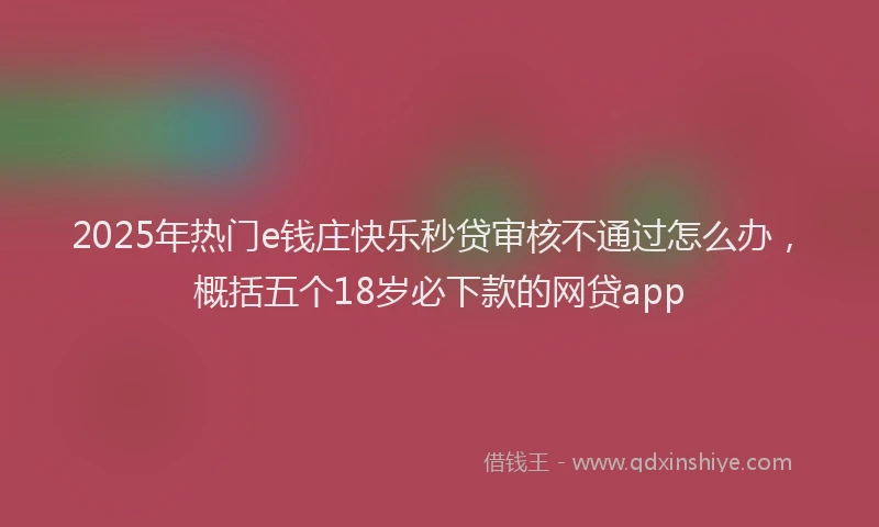 2025年热门e钱庄快乐秒贷审核不通过怎么办，概括五个18岁必下款的网贷app