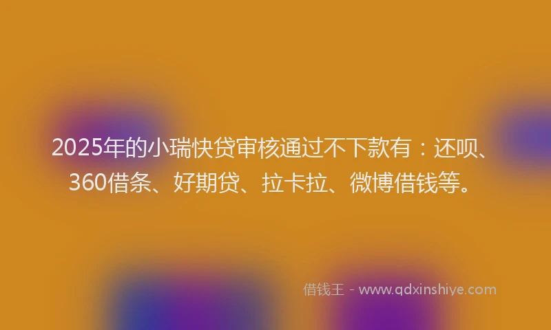 2025年的小瑞快贷审核通过不下款有：还呗、360借条、好期贷、拉卡拉、微博借钱等。