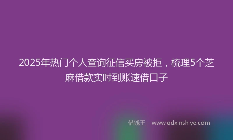 2025年热门个人查询征信买房被拒，梳理5个芝麻借款实时到账速借口子