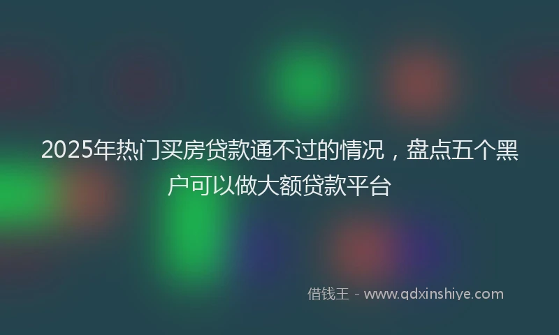 2025年热门买房贷款通不过的情况，盘点五个黑户可以做大额贷款平台