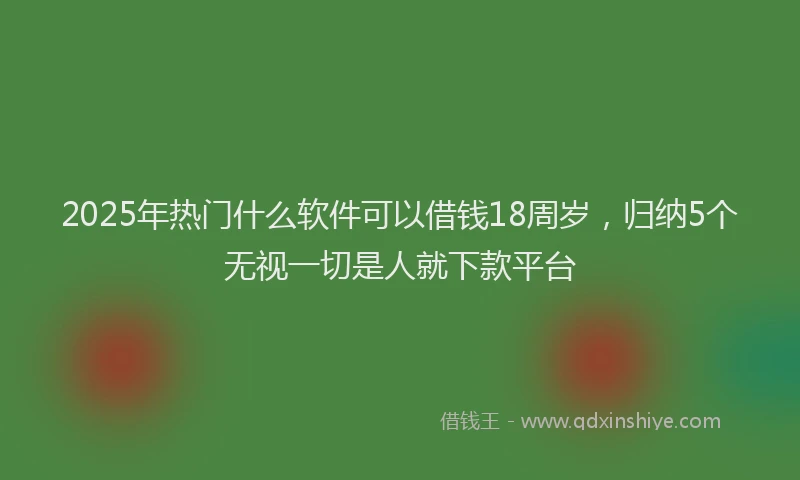 2025年热门什么软件可以借钱18周岁，归纳5个无视一切是人就下款平台