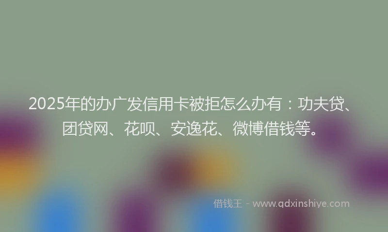 2025年的办广发信用卡被拒怎么办有：功夫贷、团贷网、花呗、安逸花、微博借钱等。