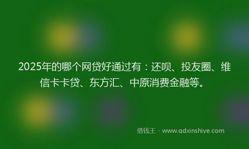 2025年的哪个网贷好通过有：还呗、投友圈、维信卡卡贷、东方汇、中原消费金融等。