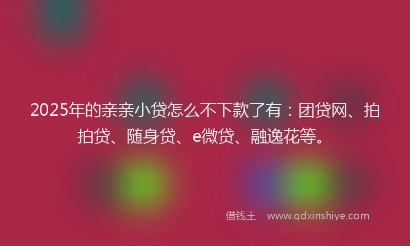 2025年的亲亲小贷怎么不下款了有：团贷网、拍拍贷、随身贷、e微贷、融逸花等。