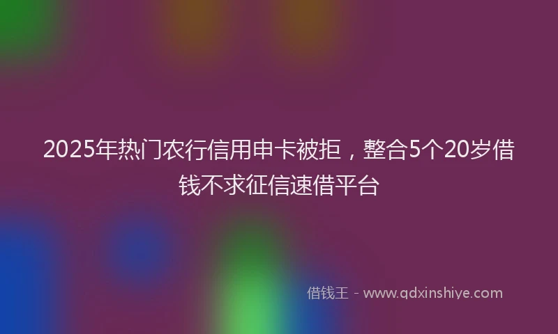 2025年热门农行信用申卡被拒，整合5个20岁借钱不求征信速借平台