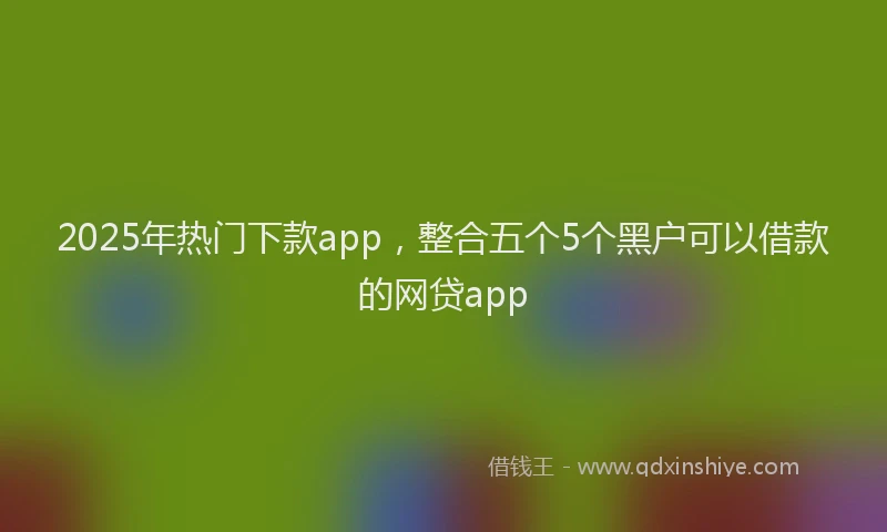 2025年热门下款app，整合五个5个黑户可以借款的网贷app