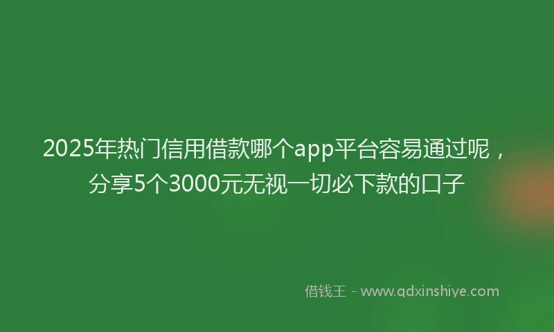 2025年热门信用借款哪个app平台容易通过呢，分享5个3000元无视一切必下款的口子