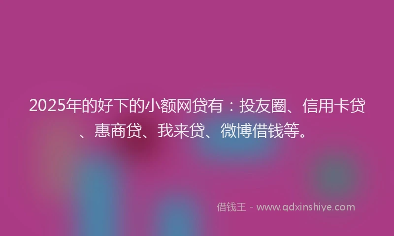 2025年的好下的小额网贷有：投友圈、信用卡贷、惠商贷、我来贷、微博借钱等。