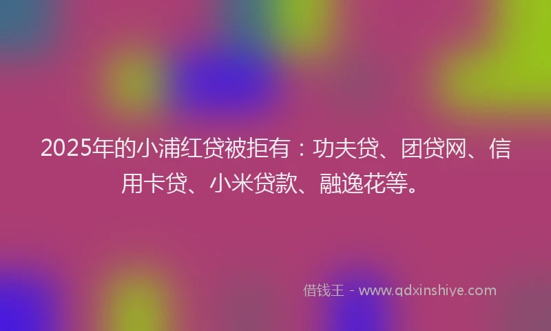 2025年的小浦红贷被拒有：功夫贷、团贷网、信用卡贷、小米贷款、融逸花等。