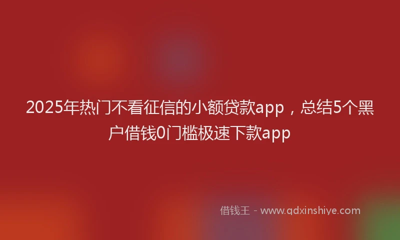 2025年热门不看征信的小额贷款app，总结5个黑户借钱0门槛极速下款app