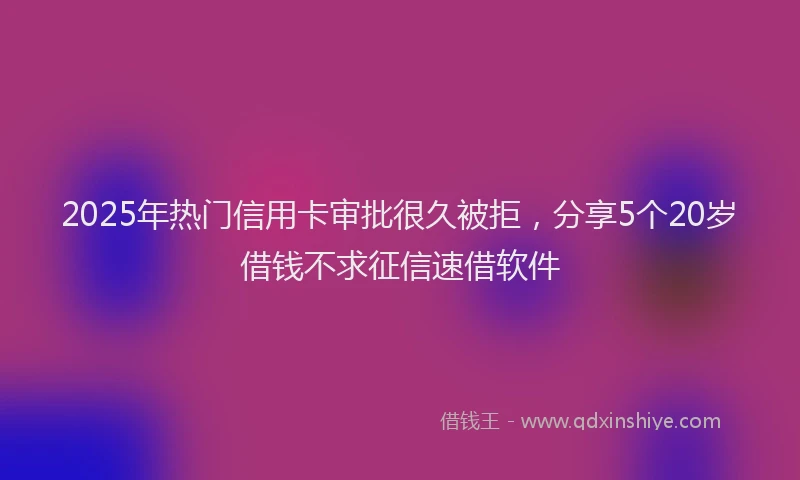 2025年热门信用卡审批很久被拒，分享5个20岁借钱不求征信速借软件
