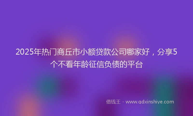 2025年热门商丘市小额贷款公司哪家好，分享5个不看年龄征信负债的平台