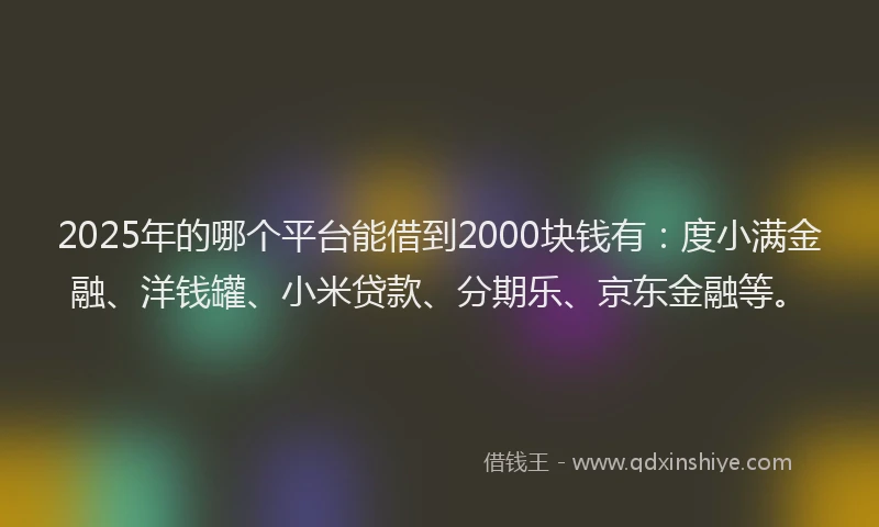 2025年的哪个平台能借到2000块钱有：度小满金融、洋钱罐、小米贷款、分期乐、京东金融等。
