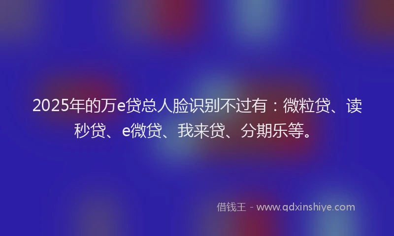 2025年的万e贷总人脸识别不过有：微粒贷、读秒贷、e微贷、我来贷、分期乐等。