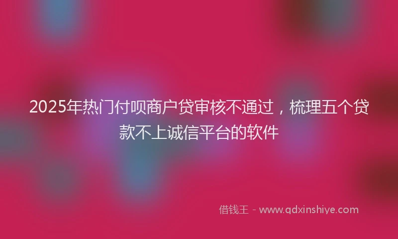 2025年热门付呗商户贷审核不通过，梳理五个贷款不上诚信平台的软件