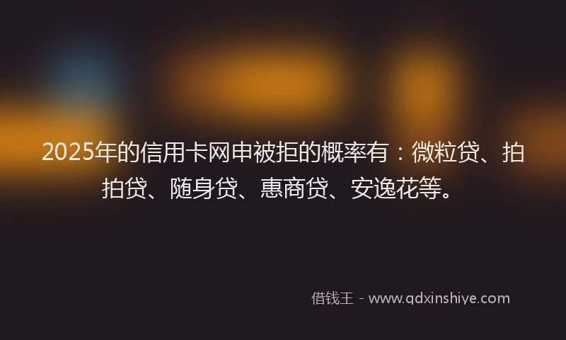 2025年的信用卡网申被拒的概率有：微粒贷、拍拍贷、随身贷、惠商贷、安逸花等。