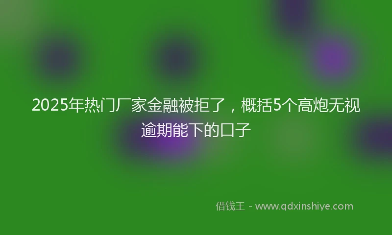 2025年热门厂家金融被拒了，概括5个高炮无视逾期能下的口子