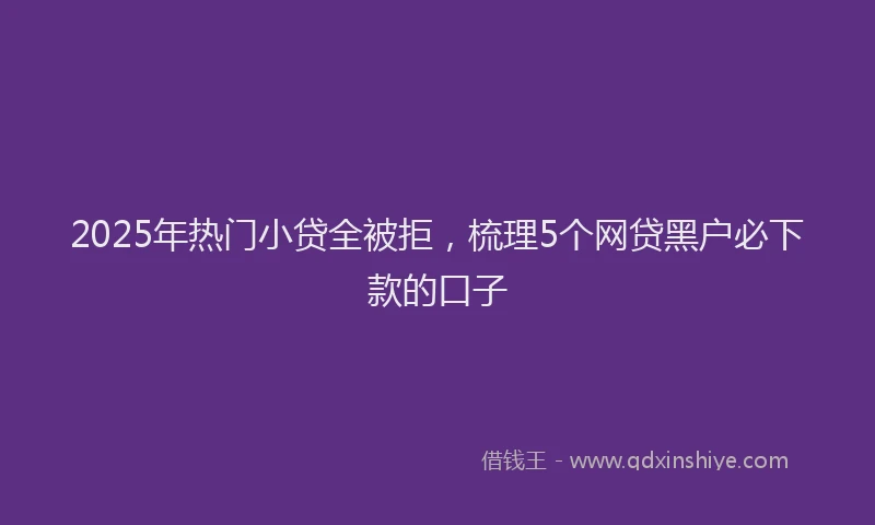 2025年热门小贷全被拒，梳理5个网贷黑户必下款的口子