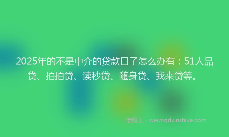 2025年的不是中介的贷款口子怎么办有：51人品贷、拍拍贷、读秒贷、随身贷、我来贷等。