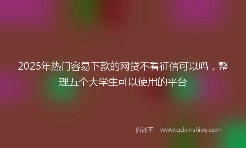 2025年热门容易下款的网贷不看征信可以吗，整理五个大学生可以使用的平台