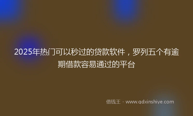 2025年热门可以秒过的贷款软件，罗列五个有逾期借款容易通过的平台