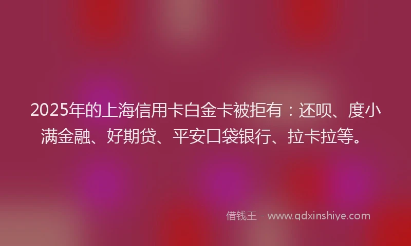 2025年的上海信用卡白金卡被拒有：还呗、度小满金融、好期贷、平安口袋银行、拉卡拉等。
