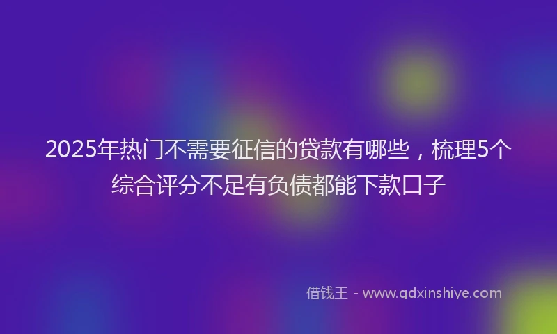 2025年热门不需要征信的贷款有哪些，梳理5个综合评分不足有负债都能下款口子