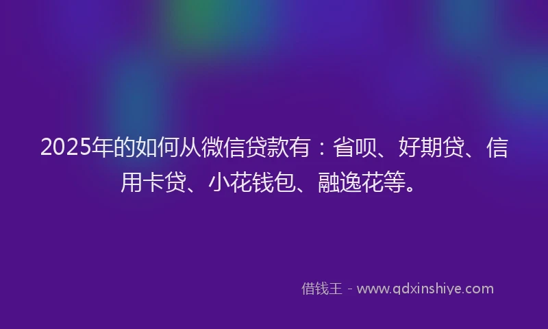 2025年的如何从微信贷款有：省呗、好期贷、信用卡贷、小花钱包、融逸花等。