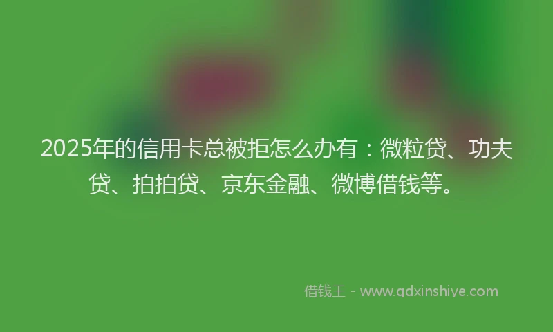 2025年的信用卡总被拒怎么办有：微粒贷、功夫贷、拍拍贷、京东金融、微博借钱等。