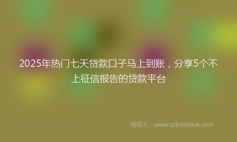 2025年热门七天贷款口子马上到账，分享5个不上征信报告的贷款平台